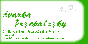 avarka przepolszky business card